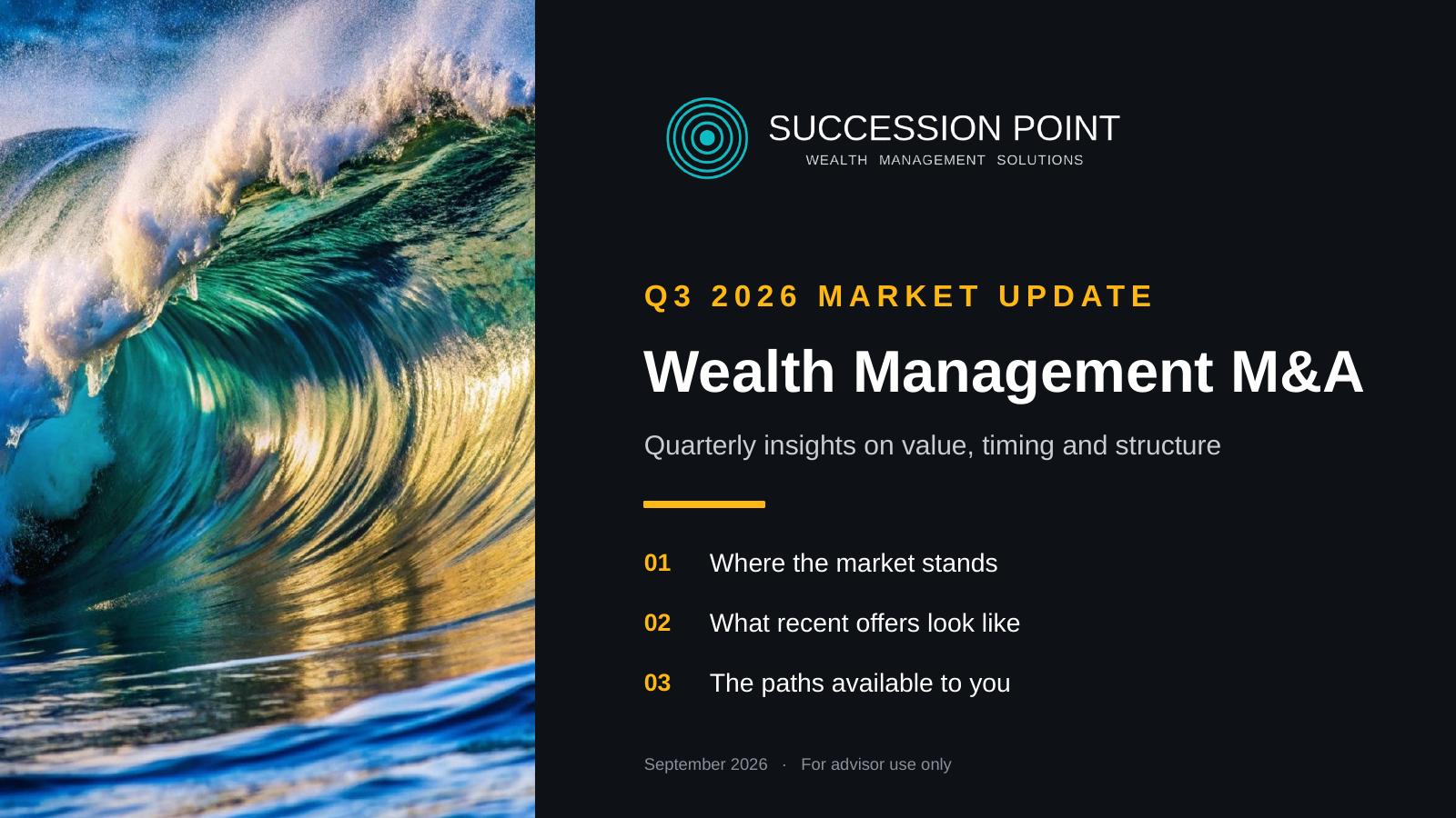 Q3 2026 Wealth Management M&A Market Update report cover